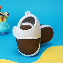 6 To 12 Months Baby Boys & Baby Girls Cute Soft Cotton Pre-Walker Sports Booties (Brown,White)-BT4438