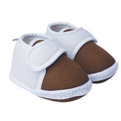 6 To 12 Months Baby Boys & Baby Girls Cute Soft Cotton Pre-Walker Sports Booties (Brown,White)-BT4438
