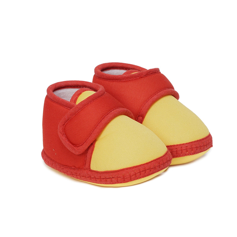 6 To 12 Months Baby Boys & Baby Girls Cute Soft Cotton Pre-Walker Sports Booties (Yellow,Red)-BT4435