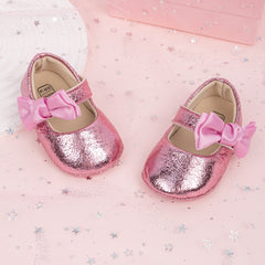 6 To 12 Months Newborn Baby Girls Belly Shoe Anti-Slip Sandal Booties (Pink)-BT4552