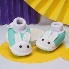 6 To 12 Months Baby Boys & Girls Cute Soft Cotton Pre-Walker Rabbit Face Booties (Blue)-BT16
