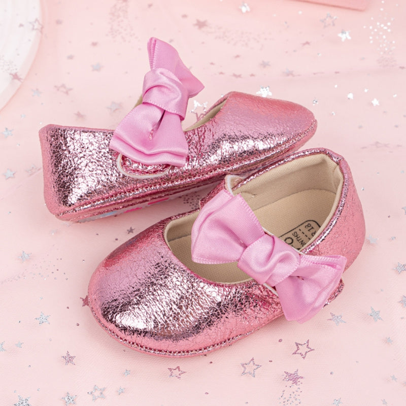 6 To 12 Months Newborn Baby Girls Belly Shoe Anti-Slip Sandal Booties (Pink)-BT4552