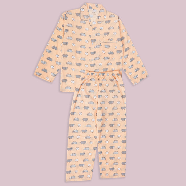 Boys Animal Print Cotton Nightwear/Night Suit