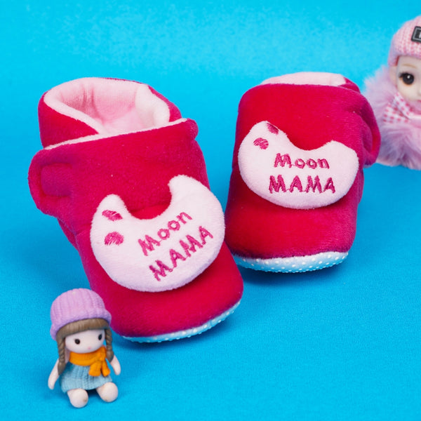 Baby Boys & Girls 6 To 12 Months Moon Mama Skin Friendly Velvet Velcro Booties