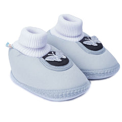 6 To 12 Months Baby Girls & Baby Boys Soft Cotton Cute Butterfly Booties (Grey,Black)-BT4415