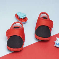 6 To 12 Months Baby Boys & Baby Girls Cute Soft Cotton Pre-Walker Sports Booties (Black,Red)-BT4433