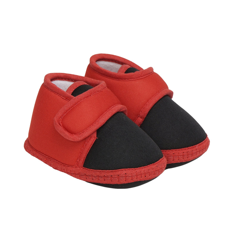 6 To 12 Months Baby Boys & Baby Girls Cute Soft Cotton Pre-Walker Sports Booties (Black,Red)-BT4433