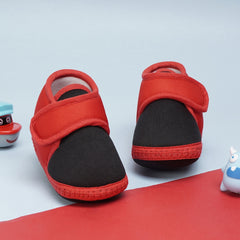 6 To 12 Months Baby Boys & Baby Girls Cute Soft Cotton Pre-Walker Sports Booties (Black,Red)-BT4433