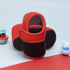 6 To 12 Months Baby Boys & Baby Girls Cute Soft Cotton Pre-Walker Sports Booties (Black,Red)-BT4433