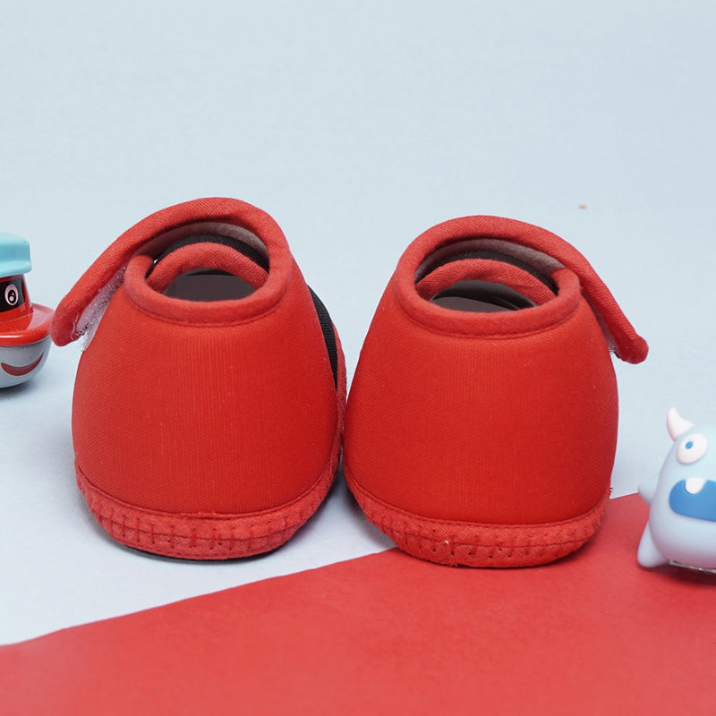6 To 12 Months Baby Boys & Baby Girls Cute Soft Cotton Pre-Walker Sports Booties (Black,Red)-BT4433