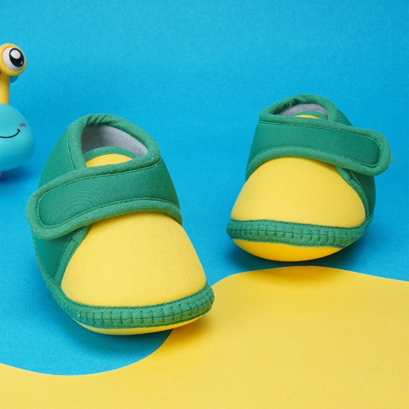 6 To 12 Months Baby Boys & Baby Girls Cute Soft Cotton Pre-Walker Sports Booties (Green,Yellow)-BT4437