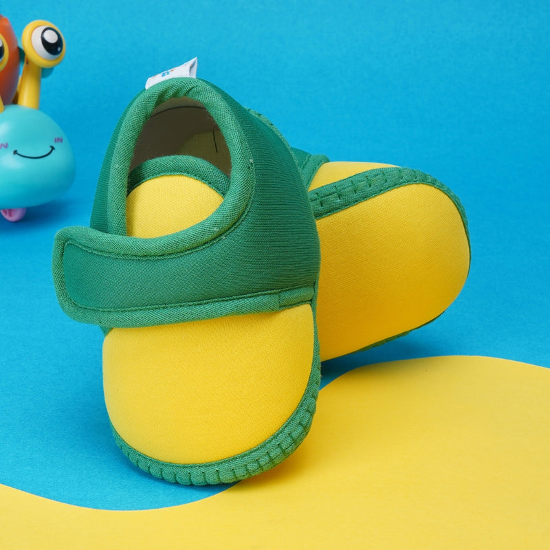 6 To 12 Months Baby Boys & Baby Girls Cute Soft Cotton Pre-Walker Sports Booties (Green,Yellow)-BT4437