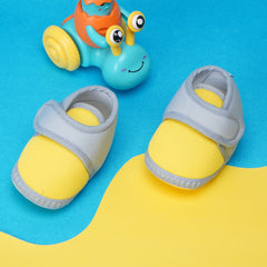 6 To 12 Months Baby Boys & Baby Girls Cute Soft Cotton Pre-Walker Sports Booties (Yellow,Grey)-BT4439