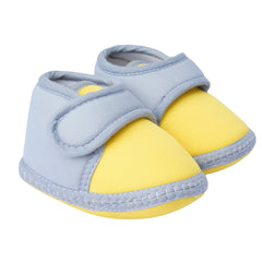 6 To 12 Months Baby Boys & Baby Girls Cute Soft Cotton Pre-Walker Sports Booties (Yellow,Grey)-BT4439