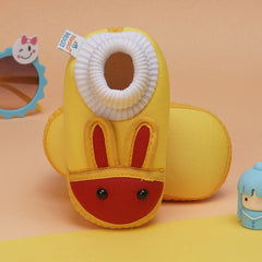 6 To 12 Months Baby Boys & Baby Girls Cute Soft Cotton Pre-Walker Rabbit Face Booties (Yellow,Red)-BT4454