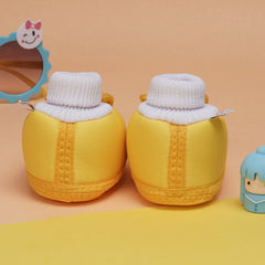 6 To 12 Months Baby Boys & Baby Girls Cute Soft Cotton Pre-Walker Rabbit Face Booties (Yellow,Red)-BT4454