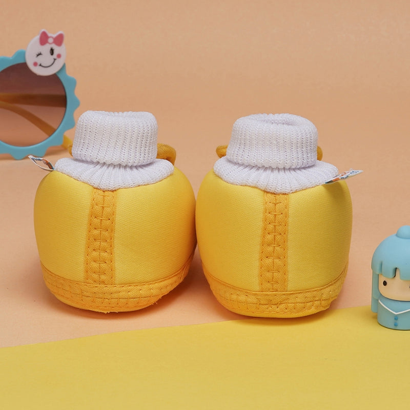 6 To 12 Months Baby Boys & Baby Girls Cute Soft Cotton Pre-Walker Rabbit Face Booties (Yellow,Red)-BT4454