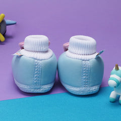 6 To 12 Months Baby Boys & Baby Girls Cute Soft Cotton Pre-Walker Rabbit Face Booties (Sky Blue,Peach)