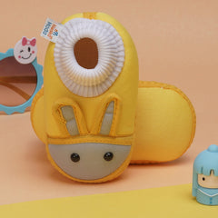 6 To 12 Months Baby Boys & Baby Girls Cute Soft Cotton Pre-Walker Rabbit Face Booties (Yellow,Grey)-BT4456