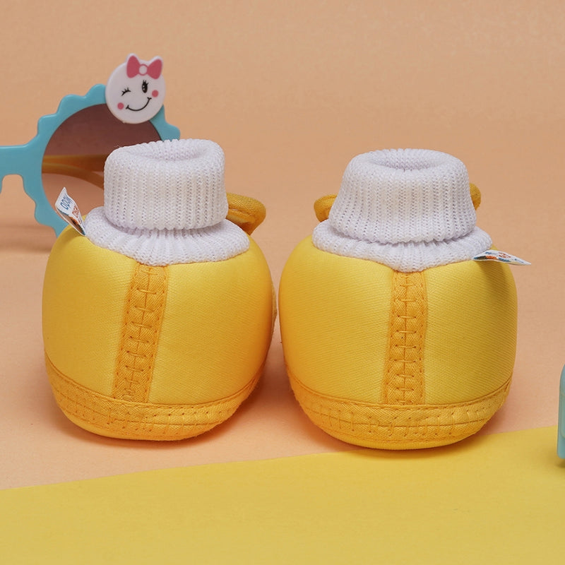6 To 12 Months Baby Boys & Baby Girls Cute Soft Cotton Pre-Walker Rabbit Face Booties (Yellow,Grey)-BT4456