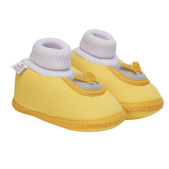 6 To 12 Months Baby Girls & Baby Boys Soft Cotton Cute Butterfly Booties (Yellow,Grey)-BT4459
