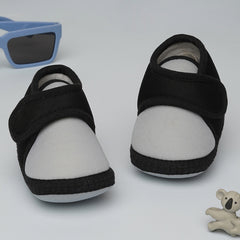 6 To 12 Months Baby Boys & Baby Girls Cute Soft Cotton Pre-Walker Sports Booties (Grey,Black)