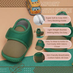 6 To 12 Months Baby Boys & Baby Girls Cute Soft Cotton Pre-Walker Sports Booties (Green)-BT4467