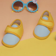6 To 12 Months Baby Boys & Baby Girls Cute Soft Cotton Pre-Walker Sports Booties (Yellow,Blue)-BT4469