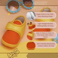 6 To 12 Months Baby Boys & Baby Girls Cute Soft Cotton Pre-Walker Sports Booties (Orange,Yellow)-BT4470
