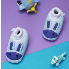 6 To 12 Months Baby Boys & Baby Girls Cute Soft Cotton Pre-Walker Rabbit Face Booties (Sky Blue)