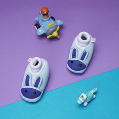 6 To 12 Months Baby Boys & Baby Girls Cute Soft Cotton Pre-Walker Rabbit Face Booties (Sky Blue)