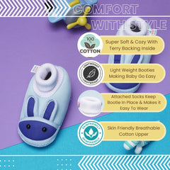 6 To 12 Months Baby Boys & Baby Girls Cute Soft Cotton Pre-Walker Rabbit Face Booties (Sky Blue)