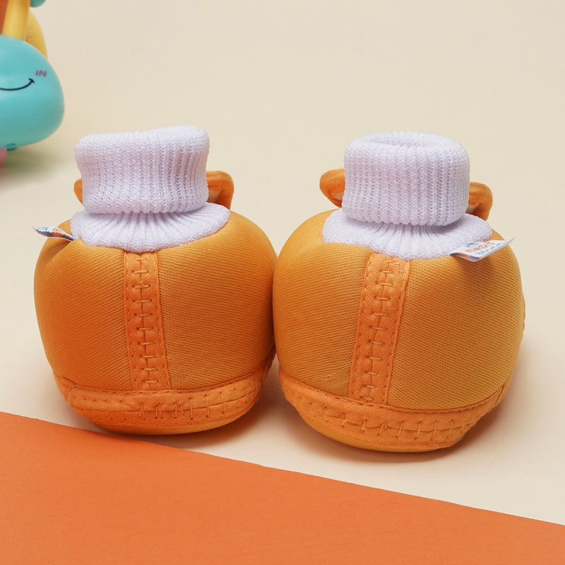6 To 12 Months Baby Boys & Baby Girls Cute Soft Cotton Pre-Walker Rabbit Face Booties (Turmeric)
