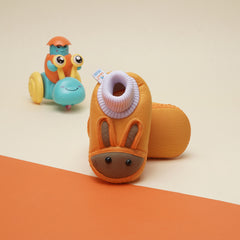 6 To 12 Months Baby Boys & Baby Girls Cute Soft Cotton Pre-Walker Rabbit Face Booties (Turmeric)