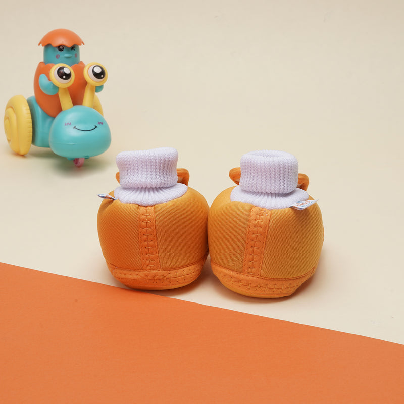 6 To 12 Months Baby Boys & Baby Girls Cute Soft Cotton Pre-Walker Rabbit Face Booties (Turmeric)