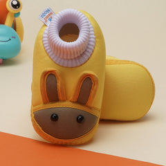 6 To 12 Months Baby Boys & Baby Girls Cute Soft Cotton Pre-Walker Rabbit Face Booties (Yellow)