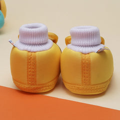 6 To 12 Months Baby Boys & Baby Girls Cute Soft Cotton Pre-Walker Rabbit Face Booties (Yellow)