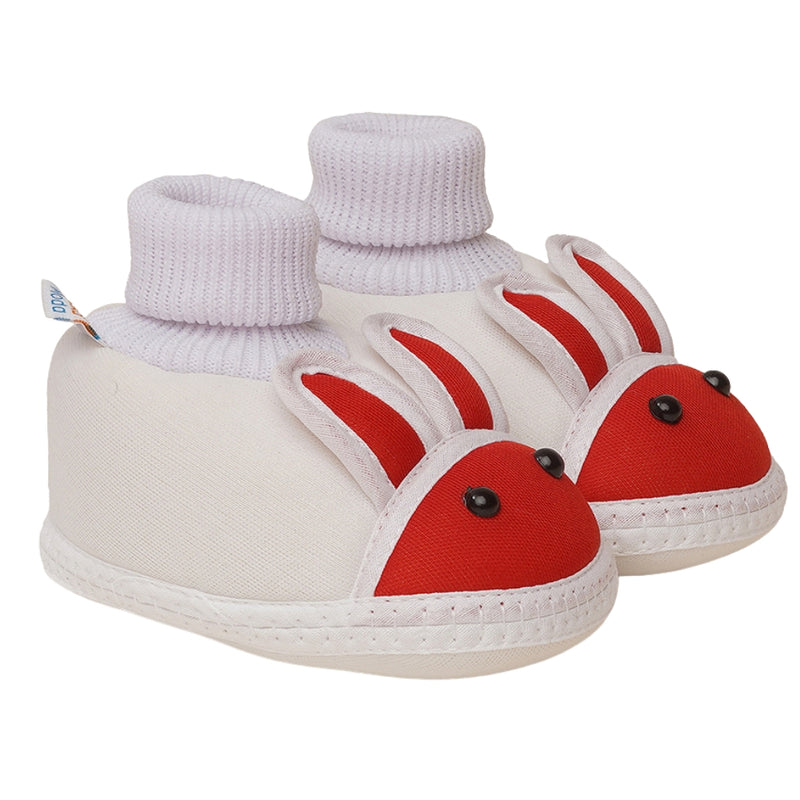 6 To 12 Months Baby Boys & Baby Girls Cute Soft Cotton Pre-Walker Rabbit Face Booties (White)