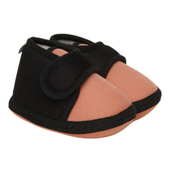 6 To 12 Months Baby Boys & Baby Girls Cute Soft Cotton Pre-Walker Sports Booties (Peach,Black)