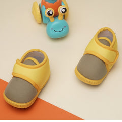 6 To 12 Months Baby Boys & Baby Girls Cute Soft Cotton Pre-Walker Sports Booties (Green,Yellow)