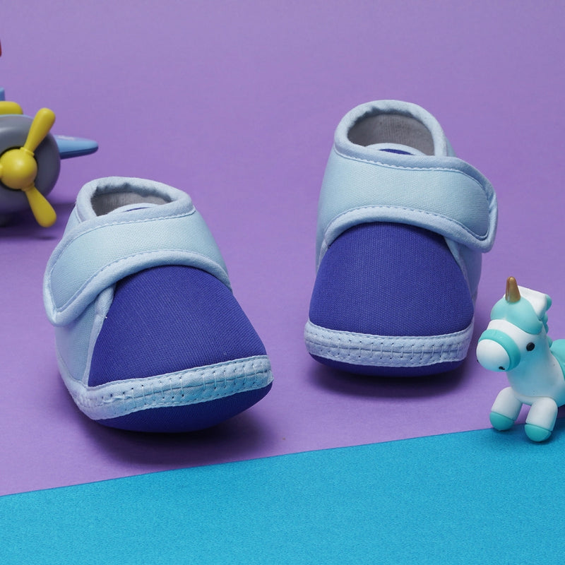 6 To 12 Months Baby Boys & Baby Girls Cute Soft Cotton Pre-Walker Sports Booties (Blue)