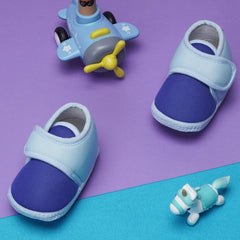 6 To 12 Months Baby Boys & Baby Girls Cute Soft Cotton Pre-Walker Sports Booties (Blue)