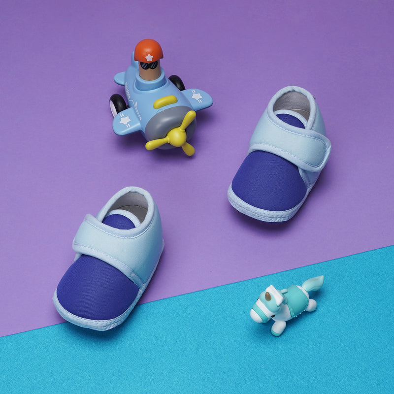 6 To 12 Months Baby Boys & Baby Girls Cute Soft Cotton Pre-Walker Sports Booties (Blue)