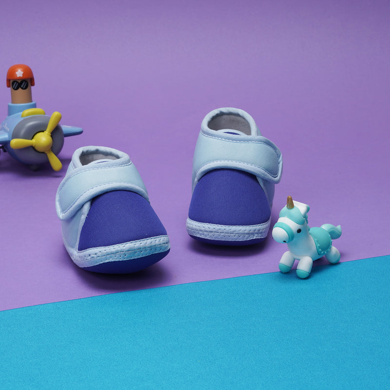 6 To 12 Months Baby Boys & Baby Girls Cute Soft Cotton Pre-Walker Sports Booties (Blue)