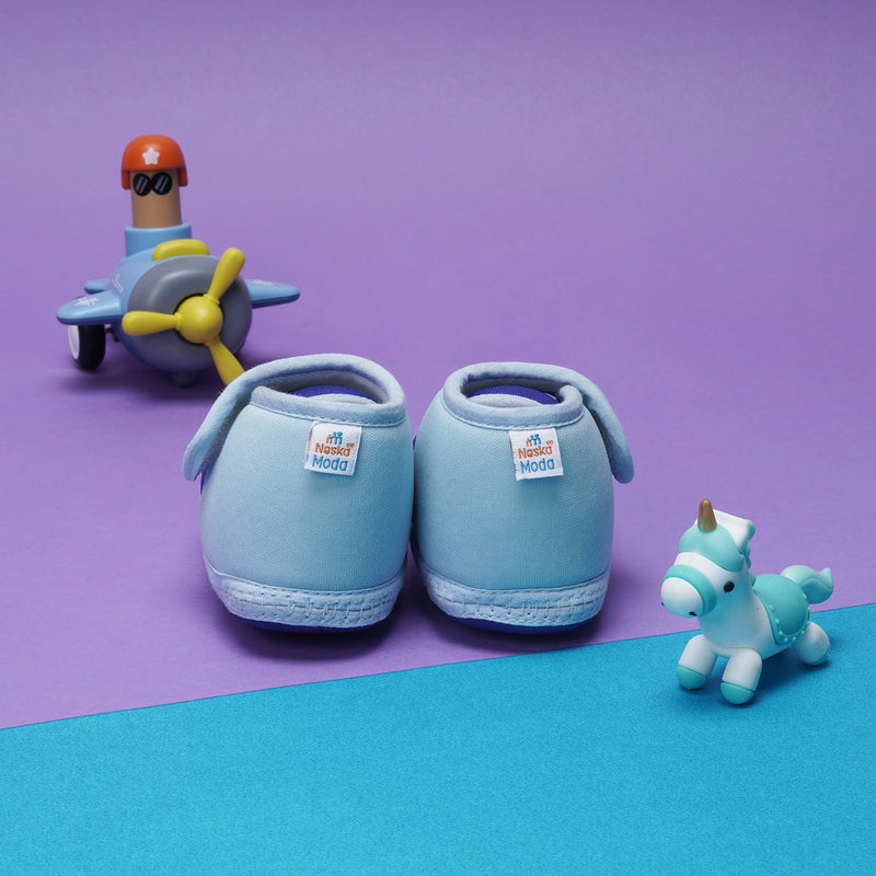 6 To 12 Months Baby Boys & Baby Girls Cute Soft Cotton Pre-Walker Sports Booties (Blue)