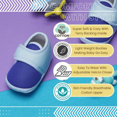 6 To 12 Months Baby Boys & Baby Girls Cute Soft Cotton Pre-Walker Sports Booties (Blue)