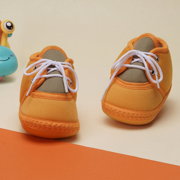 6 To 12 Months Baby Boys & Baby Girls Cute Soft Cotton Pre-Walker Lace Booties (Turmeric)