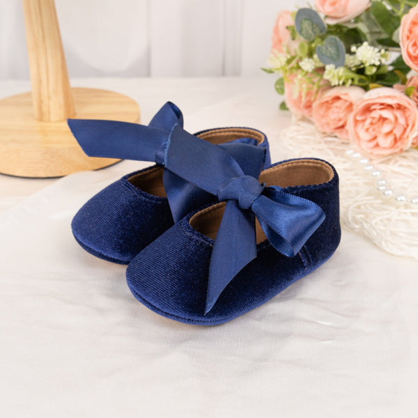 6 To 12 Months Newborn Baby Girls Belly Shoe Partywear Anti-Slip Sandal Booties (Blue)-BT4571