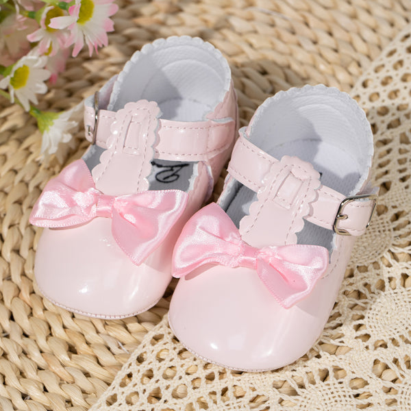 6 To 12 Months Newborn Baby Girls Belly Shoe Partywear Anti-Slip Sandal Booties (Pink)-BT4590
