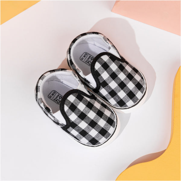 6 to 12 Months Baby Boys & Girls Cotton Anti-Slip Sneaker Shoes,Infant Slip On Booties (Black)-BT4602